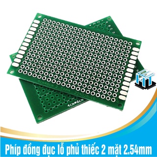 Phíp đồng đục lỗ - phíp thủy tinh test board phủ thiếc 2 mặt 2.54mm - Size 40x60mm