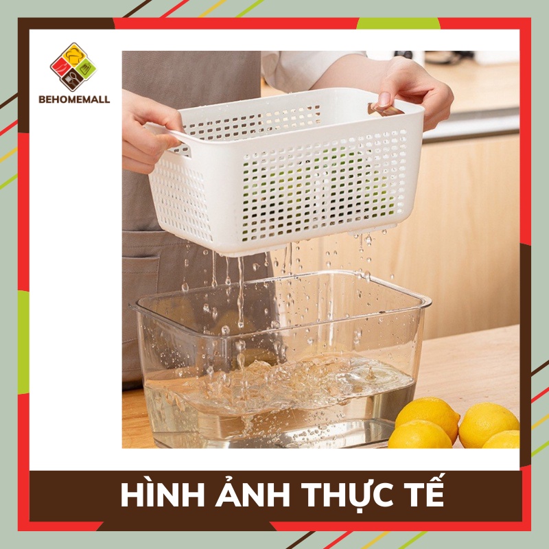 Hộp đựng thực phẩm tủ lạnh 2 lớp Hokori BEHOMEMALL Hộp đựng hoa quả trái cây cao cấp Việt Nhật có lỗ thoát khí