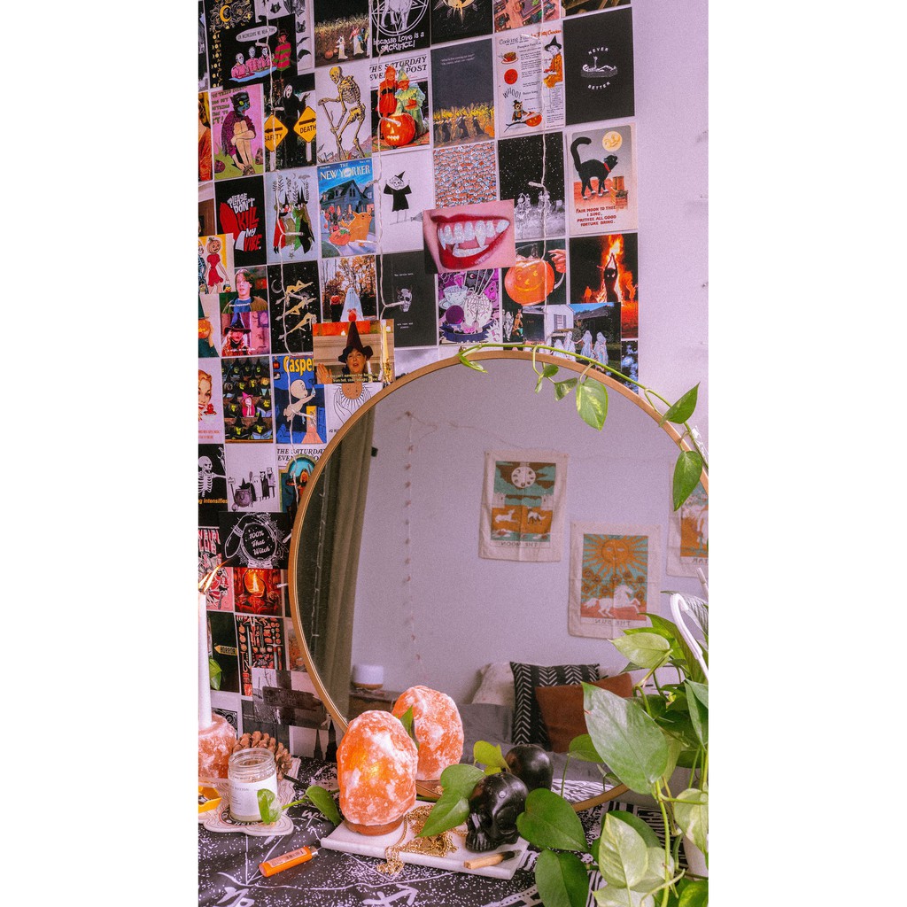 Wall Collage dán tường trang trí decor phòng ngủ - theme Cam bí ngô Âu Mỹ