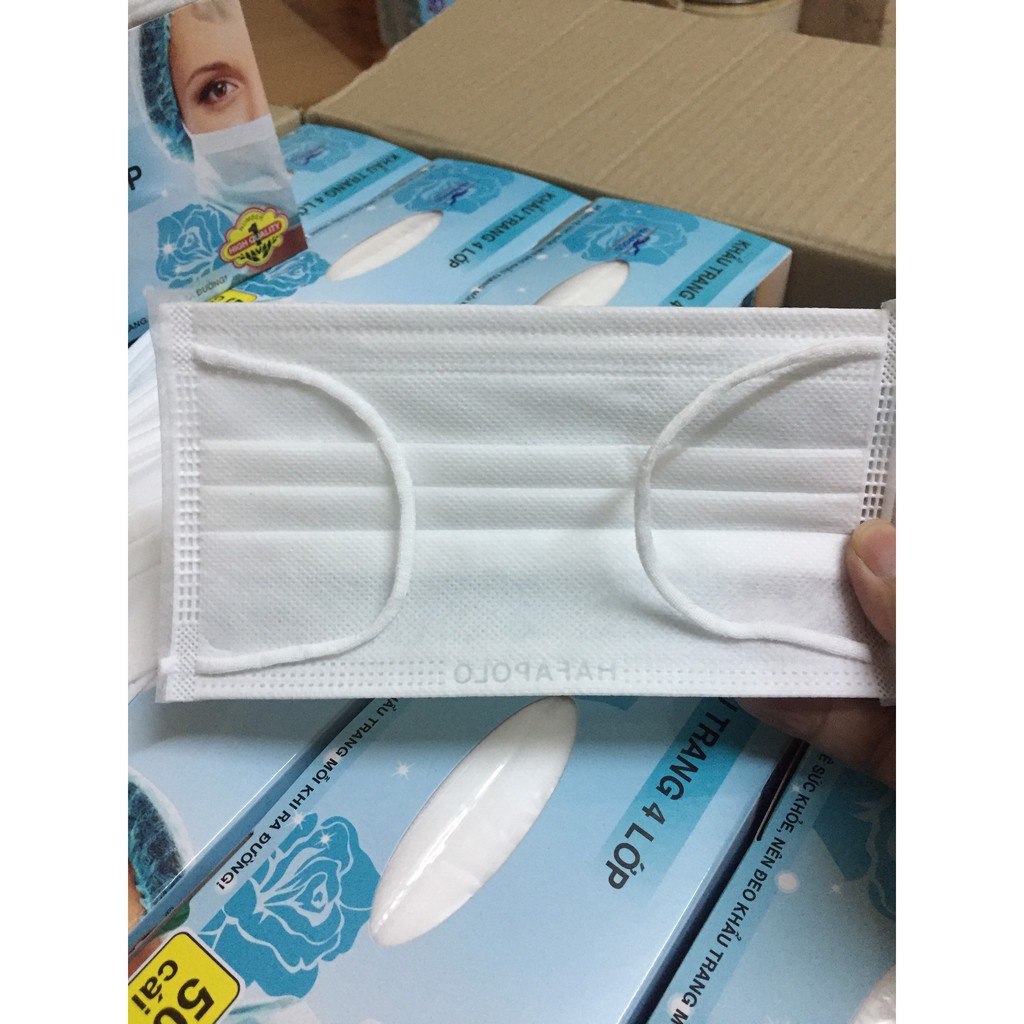 [50 chiếc] Khẩu trang y tế Hapapolo 4 lớp kháng khuẩn của người lớn 50 chiếc | BigBuy360 - bigbuy360.vn