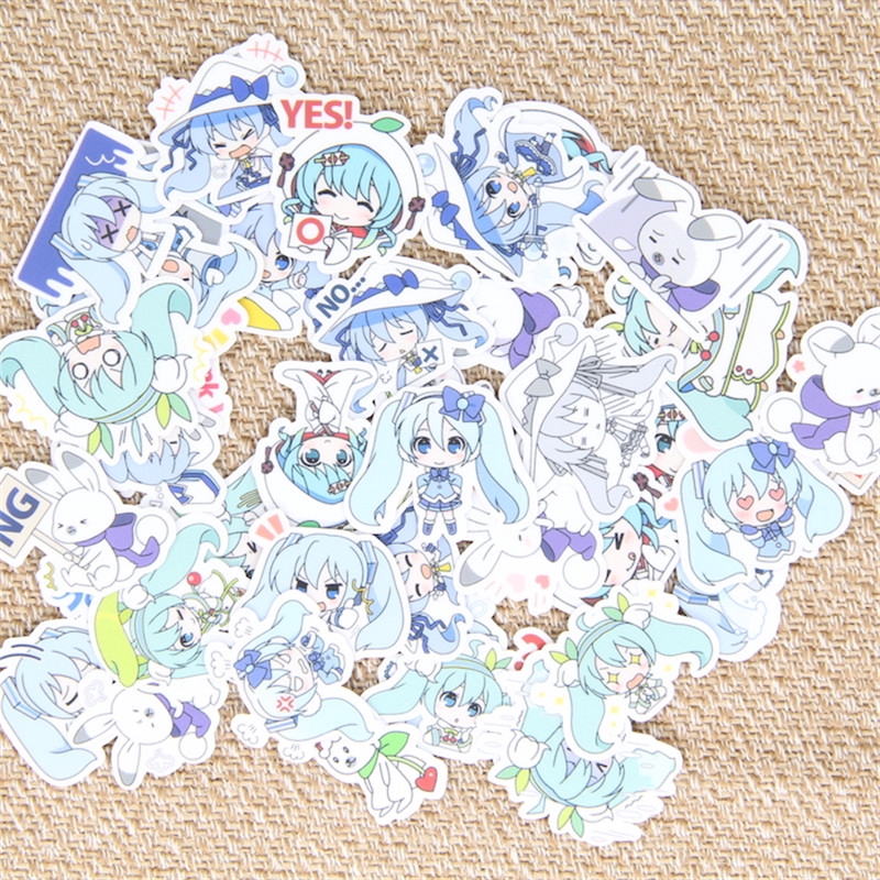 ❀ Hatsune Miku ❀ Sticker Trang Trí - 40 Pcs/set Snow Hatsune Miku Vocaloid Girls Diary Notebook Scrapbooking Sticker