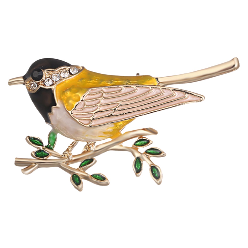 YOML✔Fashion Bird Branch Rhinestone Inlaid Brooch Pin Women Denim Jacket Collar Badge