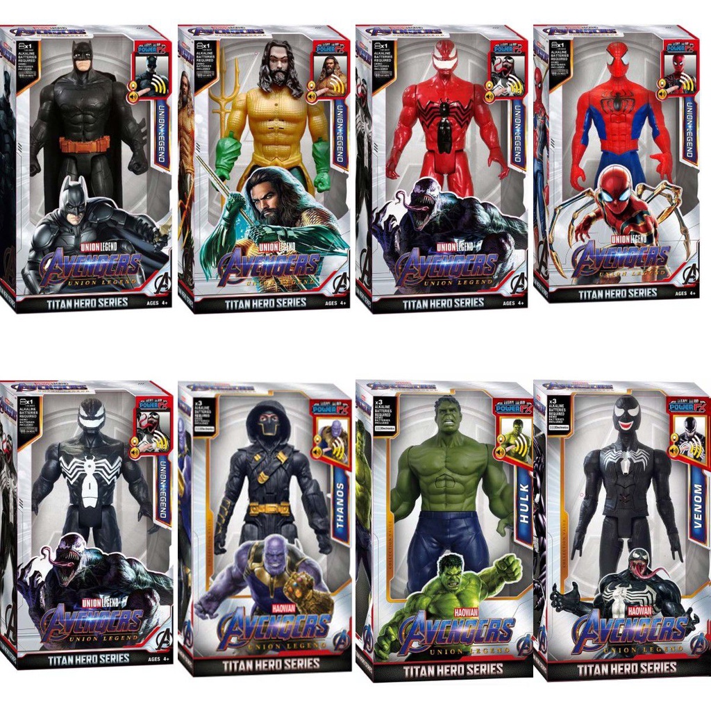 Mô Hình Nhân Vật Siêu Anh Hùng Người Nhện Thanos Captain Hulk Iron Man Venom Ronin 30cm Có Đèn Sưu Tập Quà Tặng Cho Trẻ Em