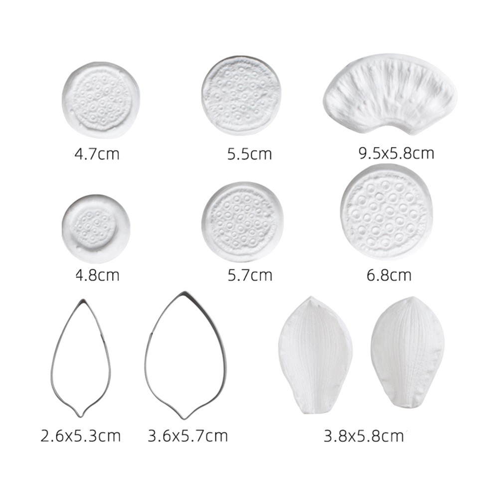 Kalaien Khuôn silicone Tạo Hình Lá Sen Trang Trí Bánh