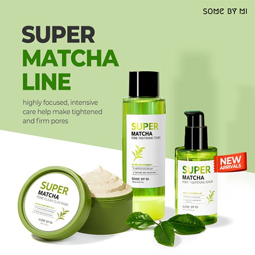 Bộ 3 Sản Phẩm Kiềm Dầu, Se Khít Lỗ Chân Lông Some By Mi Super Matcha Pore (Mặt Nạ Đất Sét + Toner + Serum)