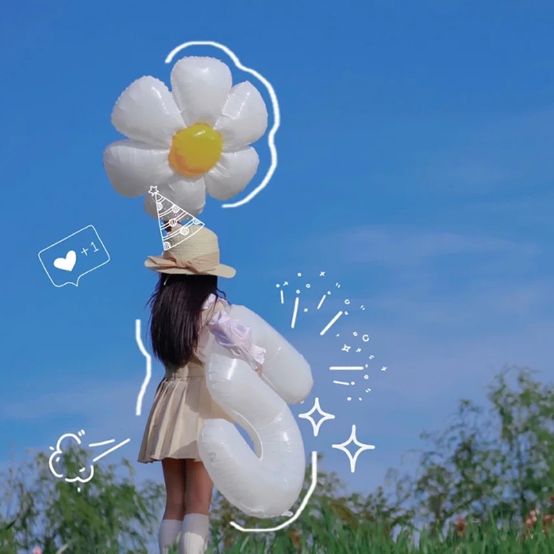 Bong bóng mừng sinh nhật hình hoa cười/ gấu hoặc Hình dán mặt cười