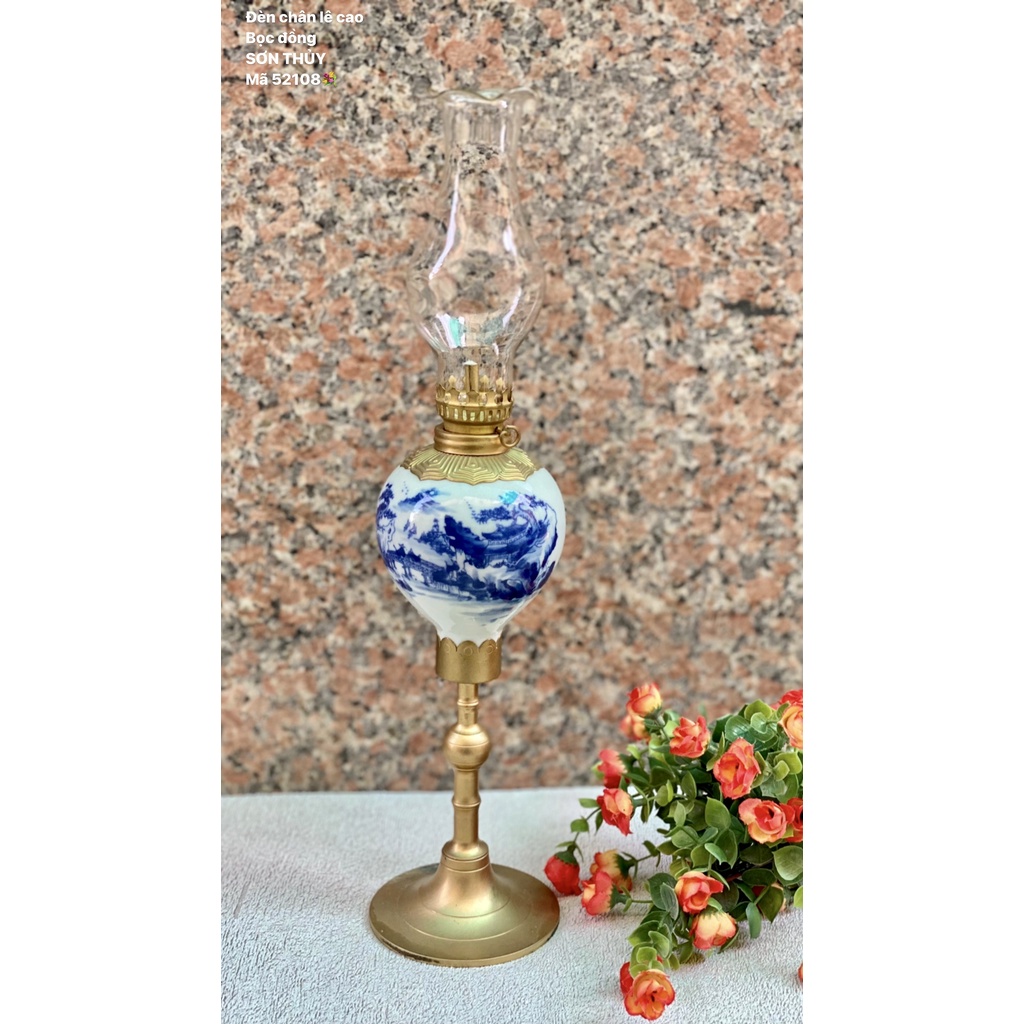 Đèn Dầu Thờ Vẽ Hoa Phù Dung