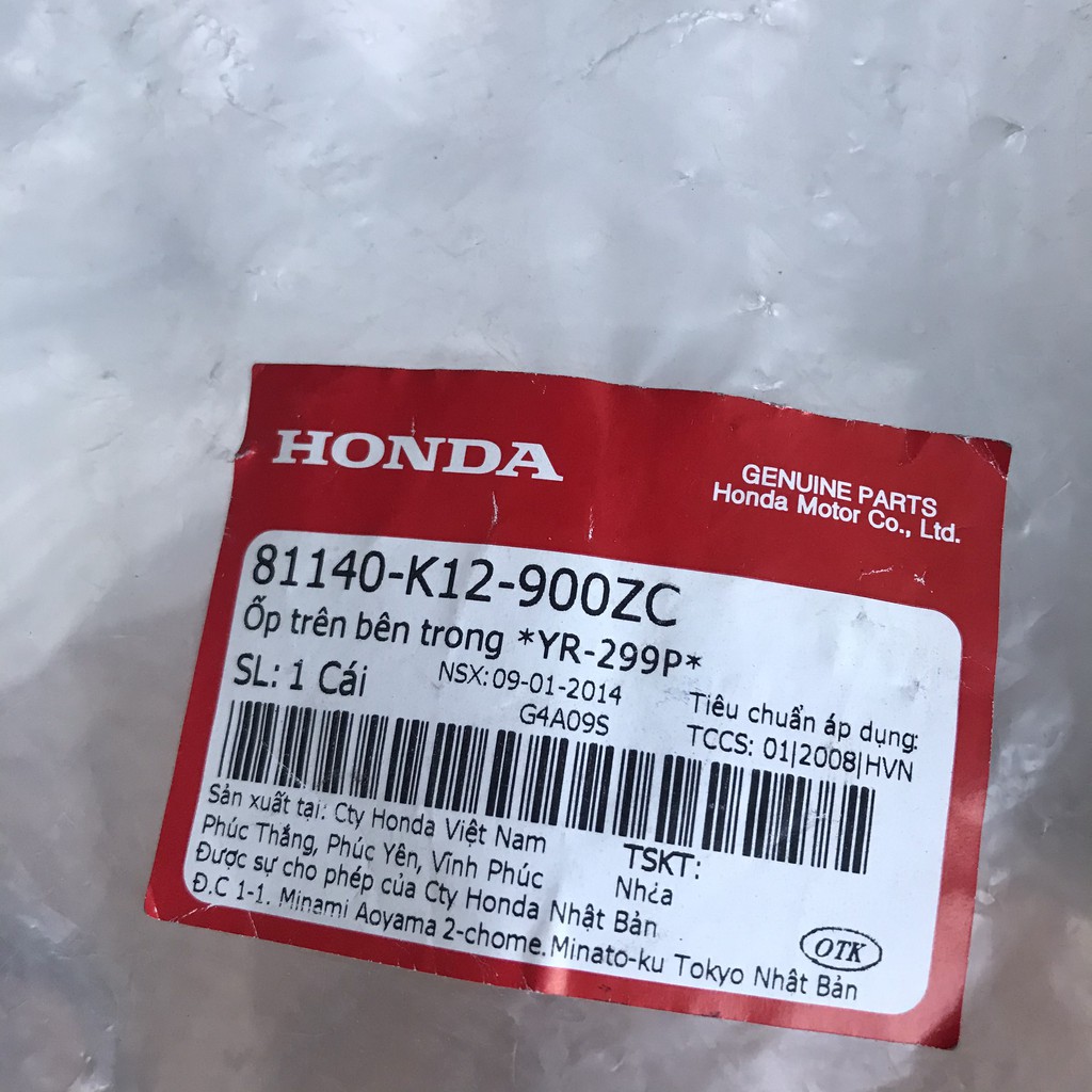 Ốp trên bên trong xe Lead 125 màu trắng kem, màu trắng, màu đỏ, màu xanh tím zin chính hãng Honda 81140-k12-900zc