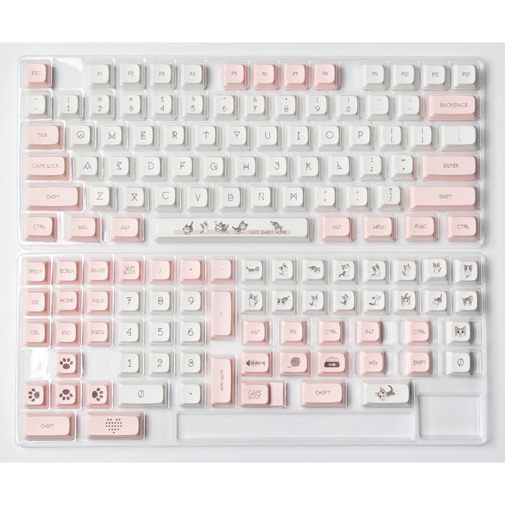 Bộ Keycap PBT nút bàn phím cơ profile XDA Chi Chi Cat ... phù hợp nhiều loại bàn phím