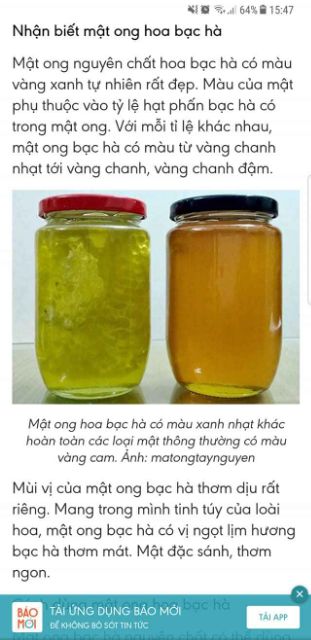 Mật ong nguyên chất hoa bạc hà thực phẩm tốt cho sức khỏe 1 lít