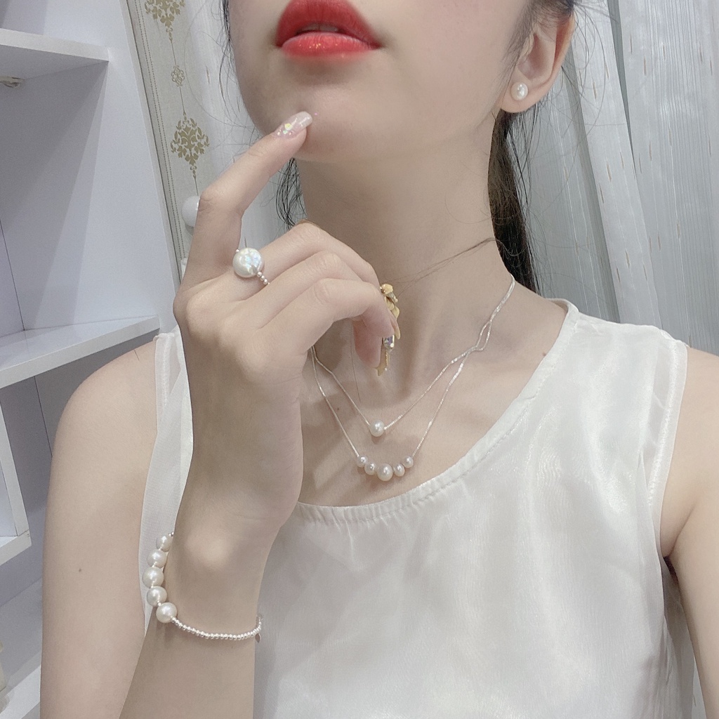 Hộp quà thương Hiệu QMJ LUXURY Mỹ nhân ngư - Combo 4 món sang trọng tặng hộp đựng quà cao cấp, ngọc trai nhân tạo Q544