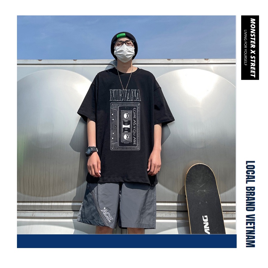 Áo thun unisex MONSTER X STREET Cát-Sét Nirvana phông tay lỡ nam nữ form rộng Local Brand