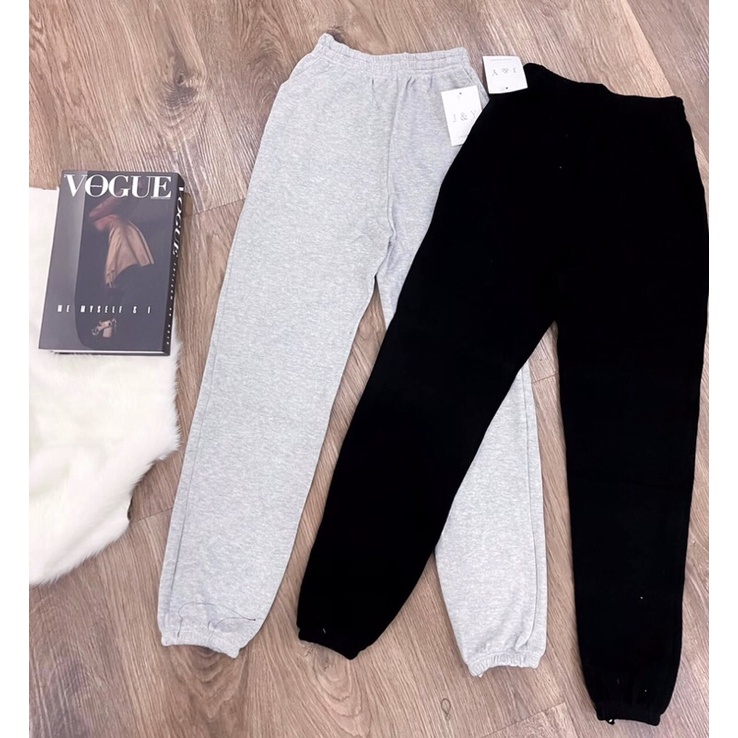 Quần baggy nữ ống bo chất len tăm dày cho bạn gái năng động (hàng công ty)