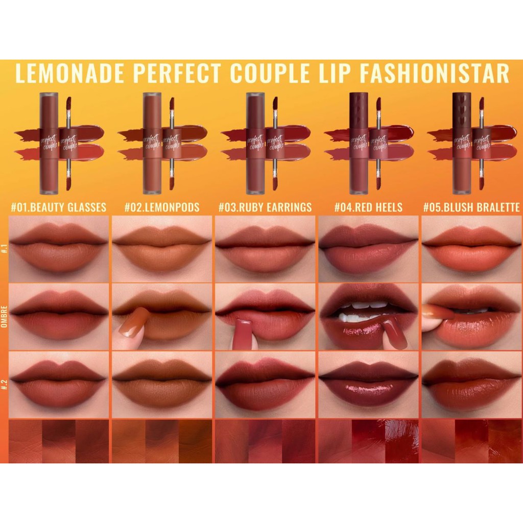 [Phiên Bản Mới] Son Kem Lì 2 Đầu Mịn Mượt, Lâu Trôi Lemonade Perfect Couple Lip