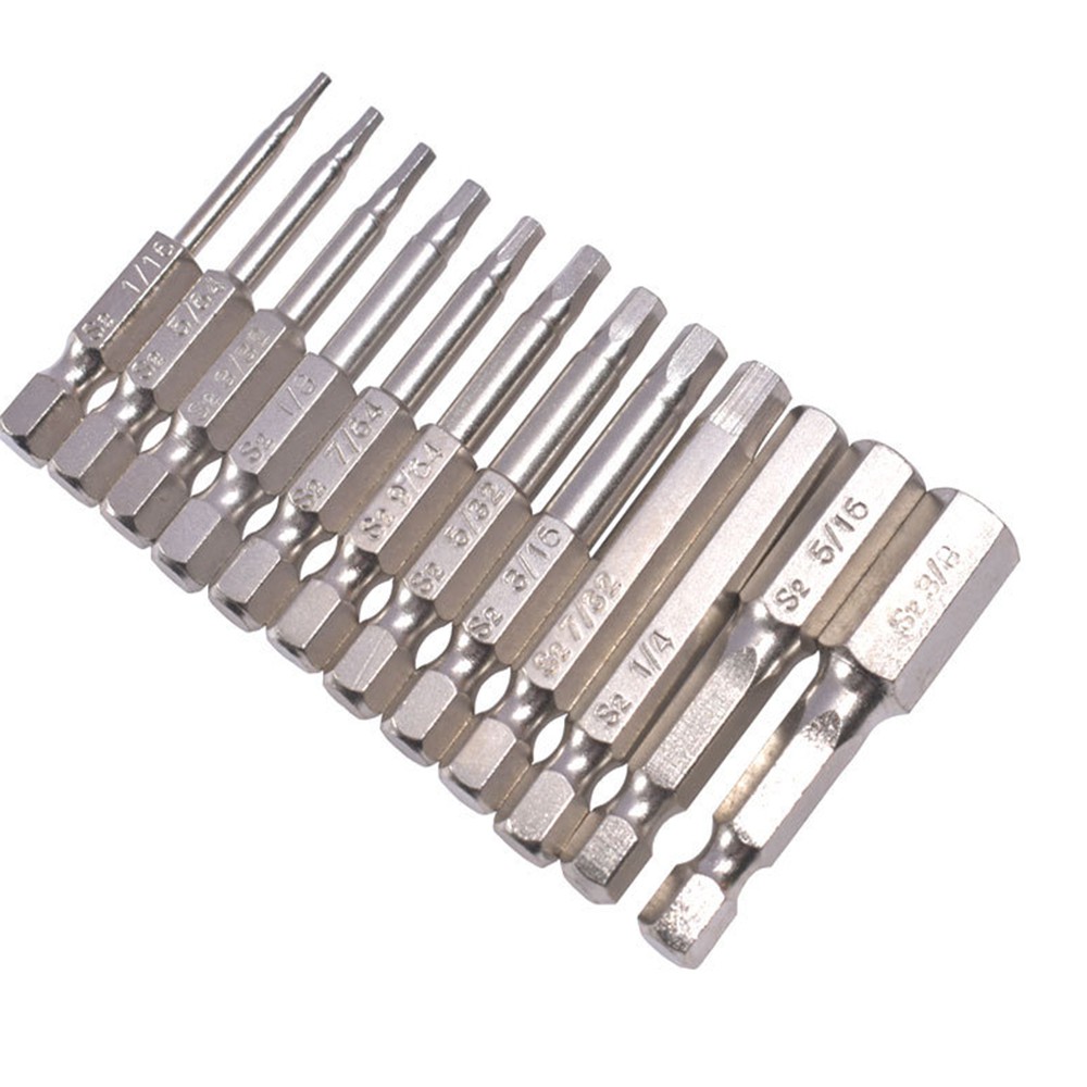 12 cái lục giác tuốc nơ vít từ tính Bộ bit lục giác 50mm đầu vít lục giác Bits cho dụng cụ điện