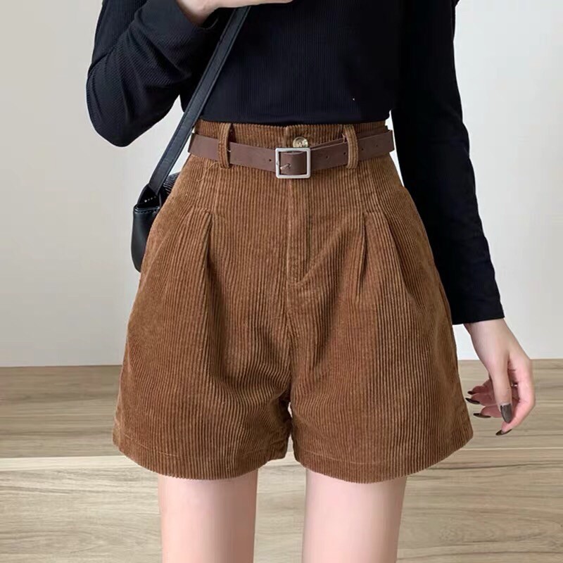 Quần đùi nhung quảng châu kèm belt thắt lưng