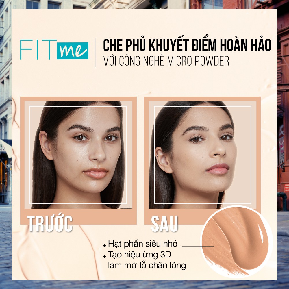 Bộ trang điểm Kem Nền Fit Me Kiềm Dầu 30ml và Phấn Nền Fit Me Compact Mịn Nhẹ Kiềm Dầu Chống Nắng Maybelline New York