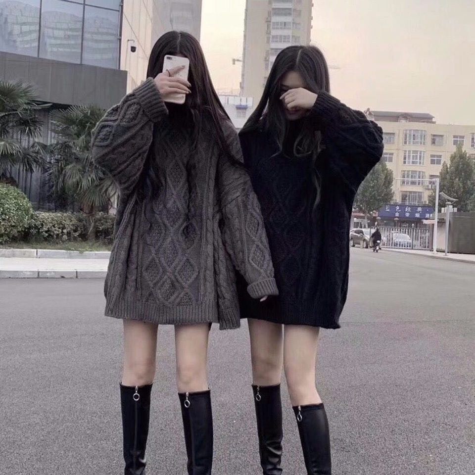 Áo len nữ dài tay form rộng thu đông