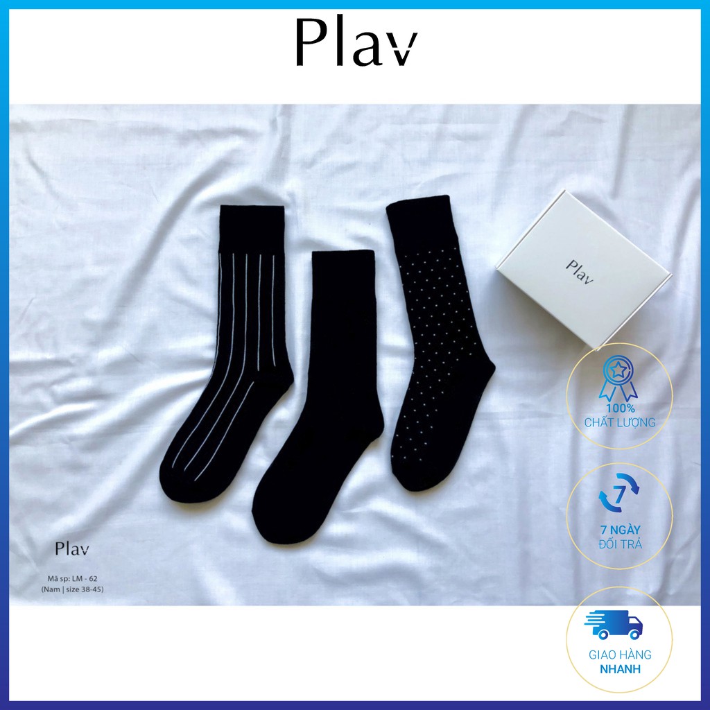 Set 3 đôi vớ nam chấm bi trơn chất cotton - Tất công sở Plav