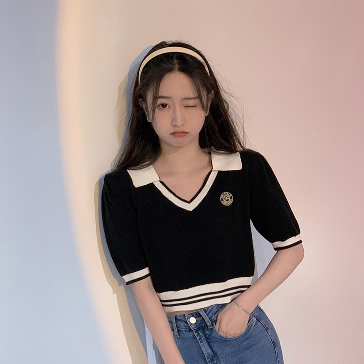 Áo Thun Polo Dệt Kim Ngắn Tay Trẻ Trung Thời Trang Mùa Hè Cho Nữ