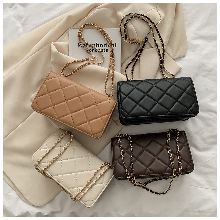 Túi Đeo JASMIN NOIR Chéo Dáng Vuông Nhỏ Họa Tiết Caro Phối Dây Xích Thời Trang Cao Cấp Cho Nữ
