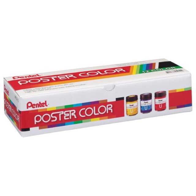 Màu Poster Color Pentel 12 màu _ WPU2-12 [Hàng chính hãng]