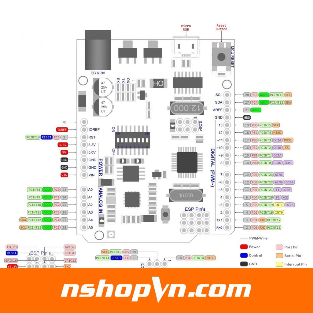 Kit Arduino UNO + WiFi R3 ATmega328P + ESP8266