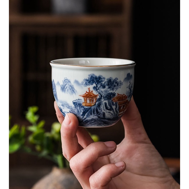 Chén Sứ Cảnh Đức Vẽ Tay 150 ml (Chén Chủ)