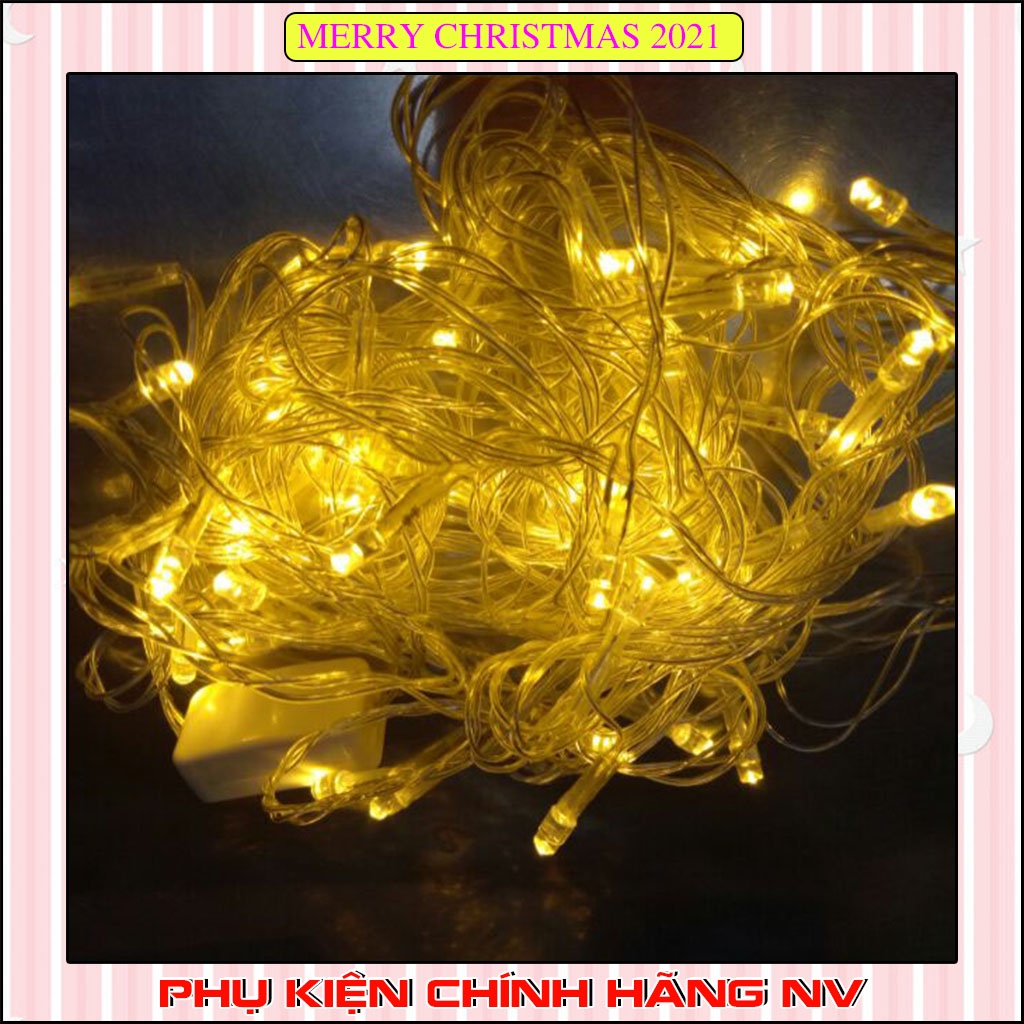 Dây đèn LED trang trí phòng ngủ, đèn led trang trí cây thông noel giáng sinh 8m không nháy màu vàng đẹp lấp lánh