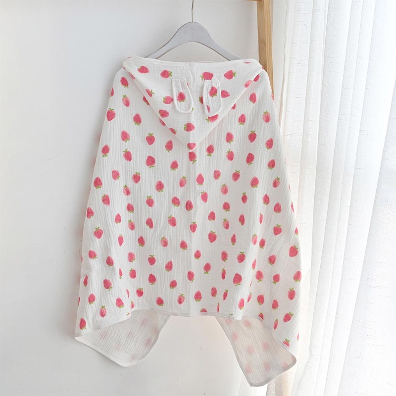 Khăn Choàng Tắm Có Mũ Trùm Đầu Bằng Cotton Mềm Mại In Họa Tiết Hoạt Hình Cho Bé