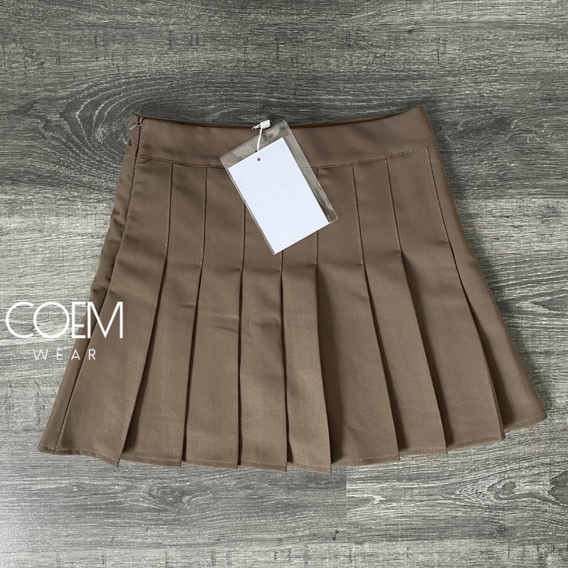 Chân váy tennis chữ A xếp ly màu nâu dáng ngắn kiểu Hàn Quốc CW258 | BigBuy360 - bigbuy360.vn