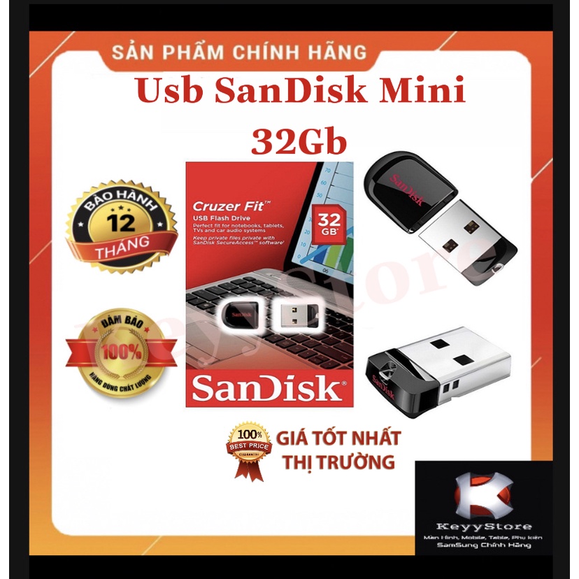 ❤️KeyyStore❤️ USB 32GB Sandisk CZ33 Mini Chính Hãng  USB Mini Siêu Bền Tốc Độ Cao