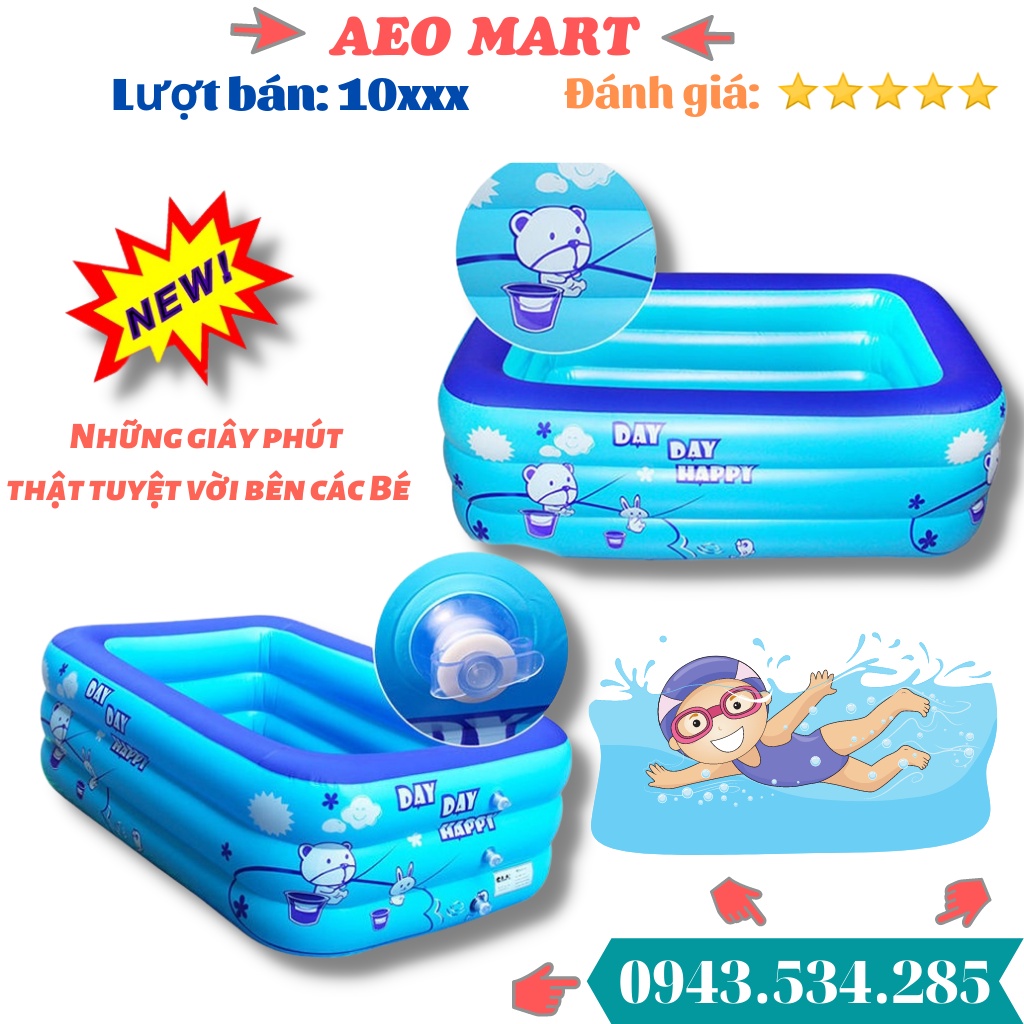 Bể Bơi Trẻ Em 3 Tầng, Hồ Bơi Tắm Cho Bé ĐỦ KÍCH THƯỚC dày dặn, bền đẹp BÁN KÈM BƠM ĐIỆN- HÀNG LOẠI 1 CAO CẤP