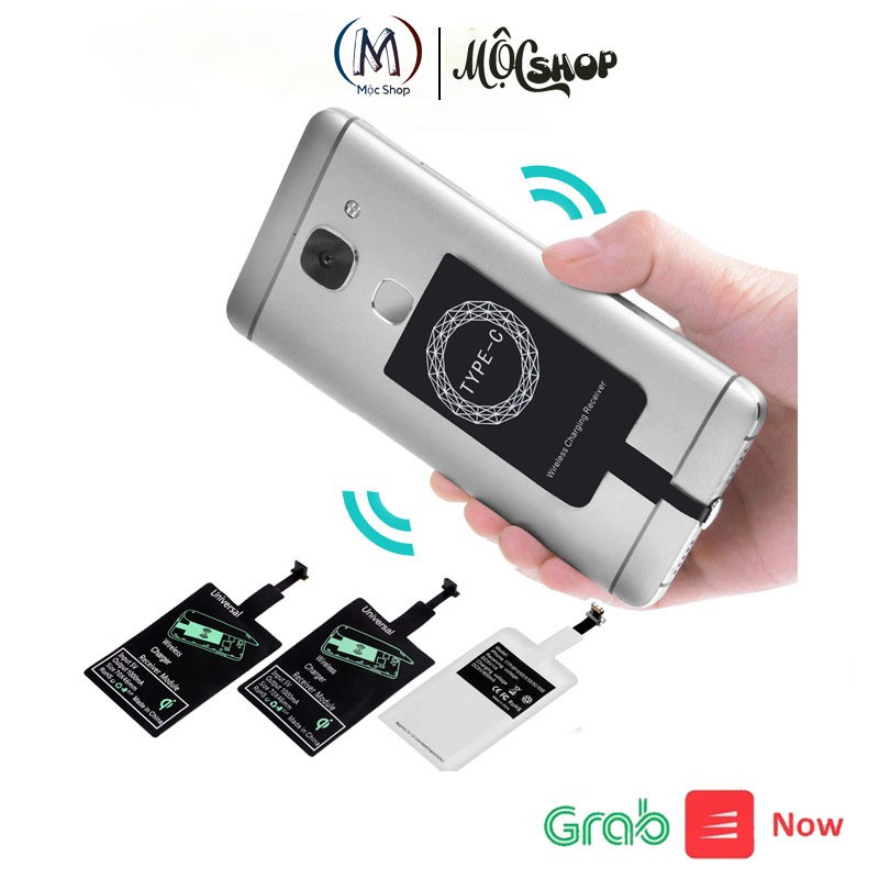 Miếng Dán Hỗ Trợ Sạc ko dây Chuẩn Qi Đầu Android/Type-C/ip