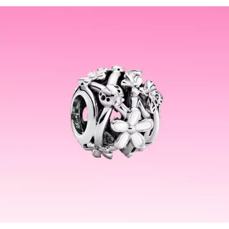 charm pan xỏ ngang hoa 5 cánh bạc s925