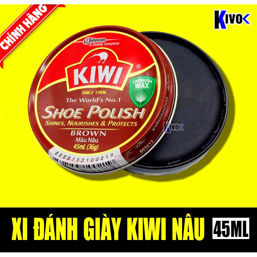 Xi Đánh Giày Màu Nâu Kiwi - Sáp Đánh Bóng Giày Da - Xi Nâu Kiwi 45ML Chính Hiệu