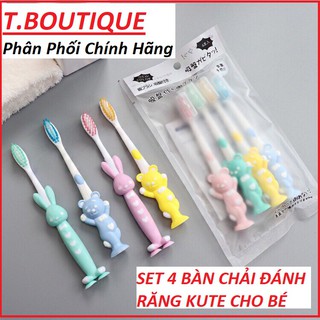 Bộ 4 Bàn Chải Đánh Răng Lông Mềm Dễ Thương Cho Bé, Xuất Nhật