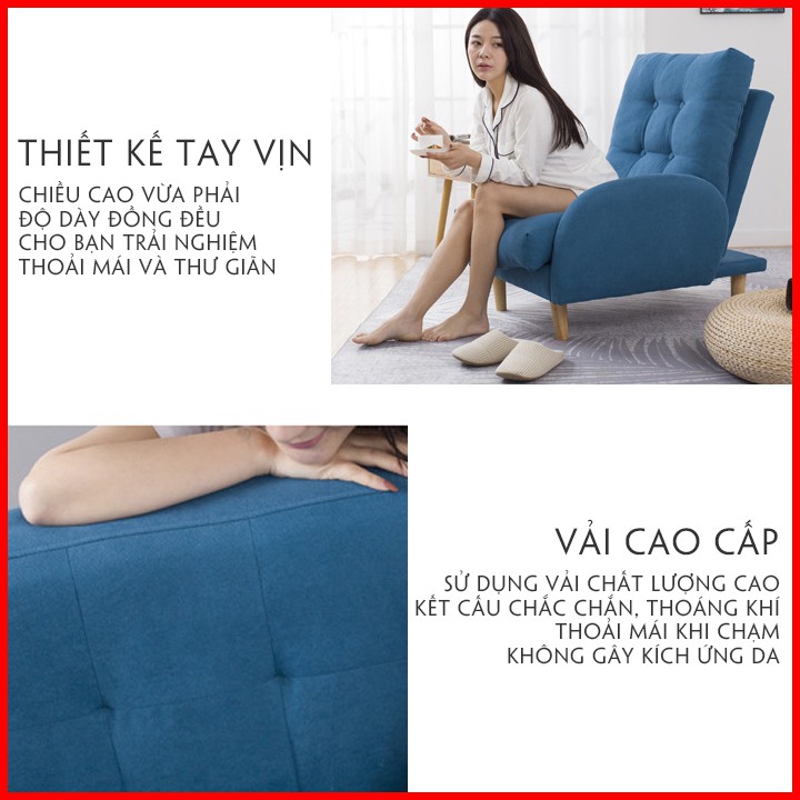 Ghế sofa lười đệm bông ☀️Tặng ngay 1 đôn ☀️, Ghế nằm đọc sách thư giãn có đôn gác chân