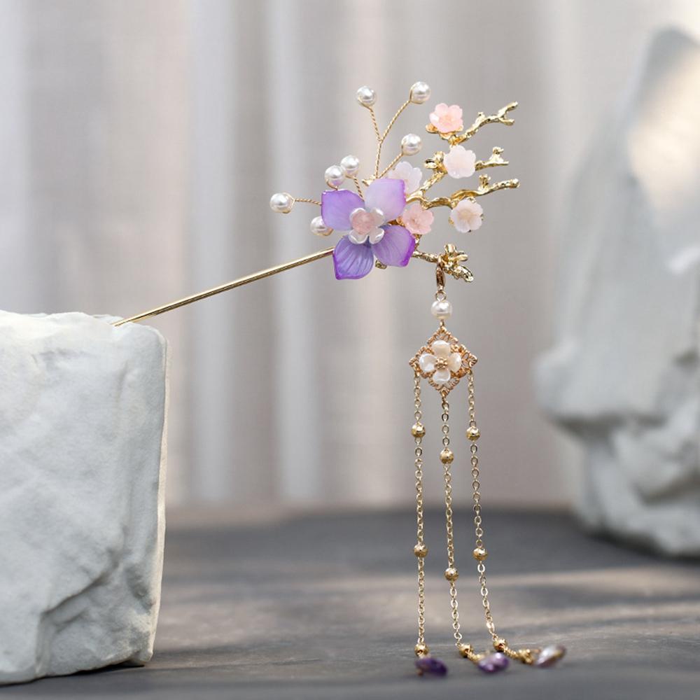 IVORY Trâm Cài Tóc Cô Dâu Hình Hoa Phong Cách Trung Hoa Cổ Đại