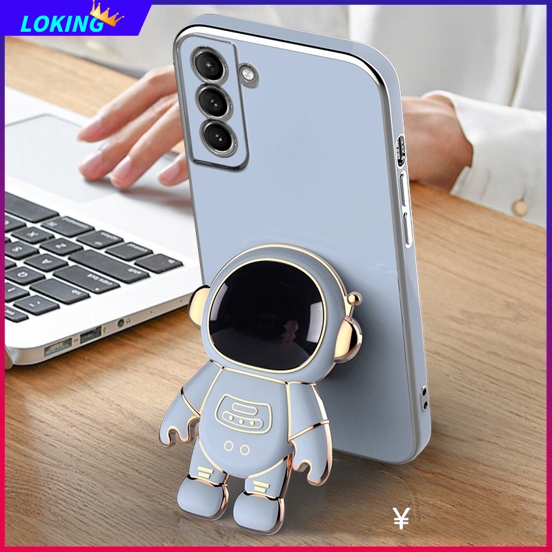 Ốp Điện Thoại Silicone Mềm Có Giá Đỡ Hình Phi Hành Gia Cho Samsung S22 S21 Plus Ultra S20FE S21FE