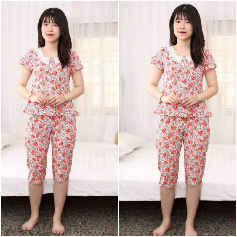 [Bunny] Đồ bộ mặc nhà lửng 2 khuy xinh không nhăn