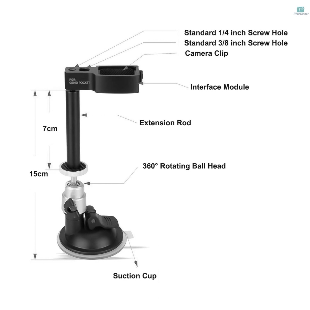 Giá Đỡ Máy Ảnh DJ new Come 8.29 Bằng Hợp Kim Nhôm Có Giác Hút Gắn Kính Chắn Gió Xe Hơi