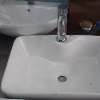 Lavabo men sứ Đặt Bàn dạng vuông tròn