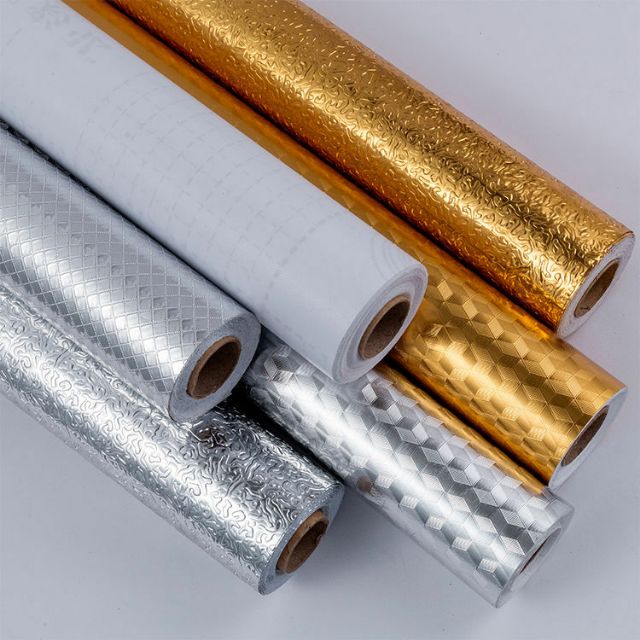 Decal tráng nhôm ô vuông vàng khổ 0.6m keo sẵn (giá 1m dài)