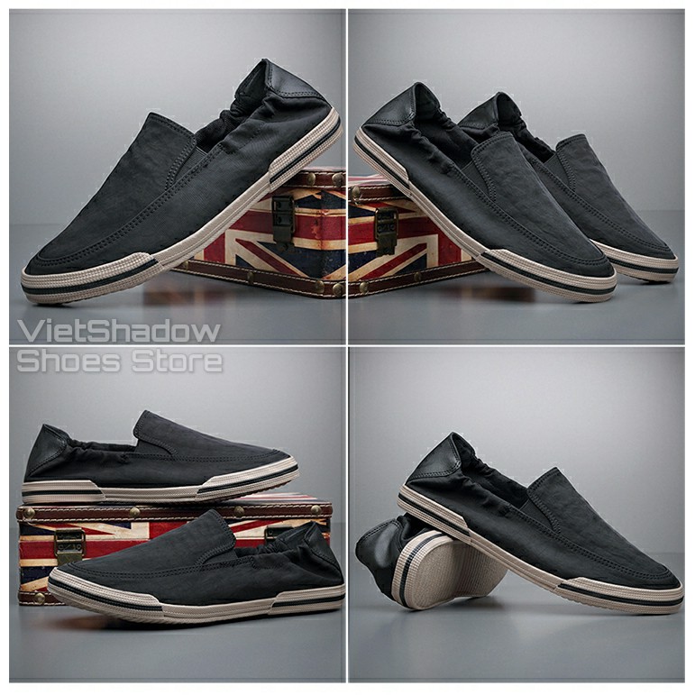 Slip on nam - Giày lười vải nam cao cấp - Mũ giày bằng polyester (gió) chống thấm 4 màu tuyệt đẹp - Mã 20610