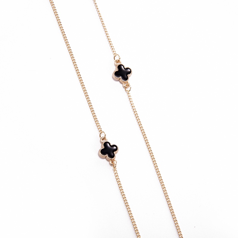 Chain glasses dây kiếng cỏ bốn lá đen may mắn handmade thông minh dây đeo khẩu trang tai nghe airpod sáng tạo