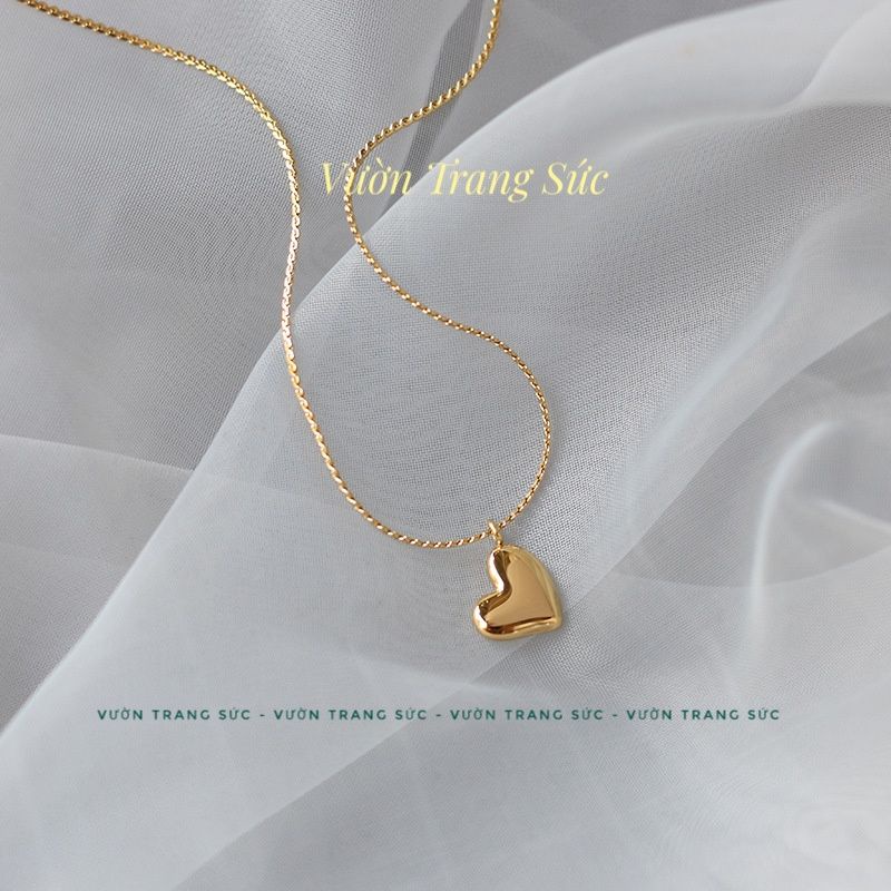 Dây chuyền nữ bạc S925 - Vòng cổ nữ bạc Ý mạ vàng 18k Ciny Heart Vườn Trang Sức DC5005 Vàng