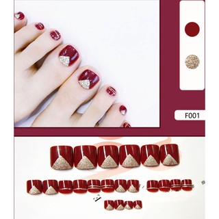 Bộ 24 móng chân giả kèm keo từ mã f001 đến f009