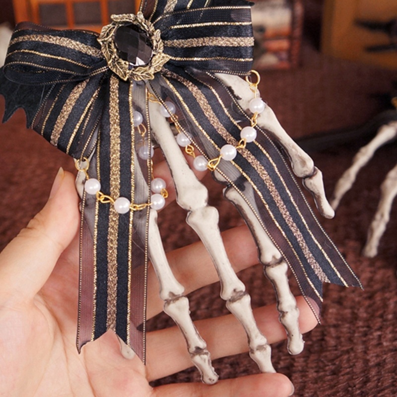 Kẹp Tóc Ruy Băng Đính Hạt Ngọc Trai Nhân Tạo Cho Bé