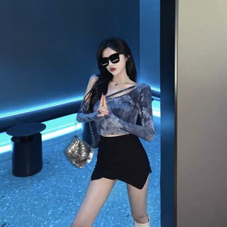 ÁO CROPTOP XANH LOANG MÀU